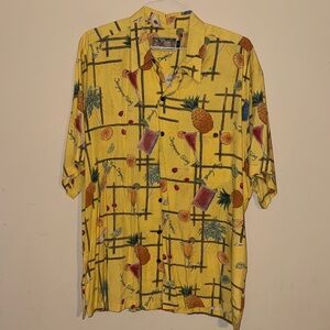 Tori Richard Xl Viscose  Yellow Shirt Cocktail Hawaiian Shirt